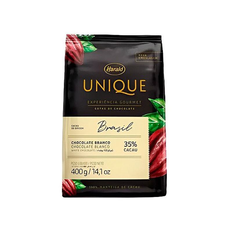 Chocolate Branco em Gotas 35% Cacau Brasil Unique Harald 400g