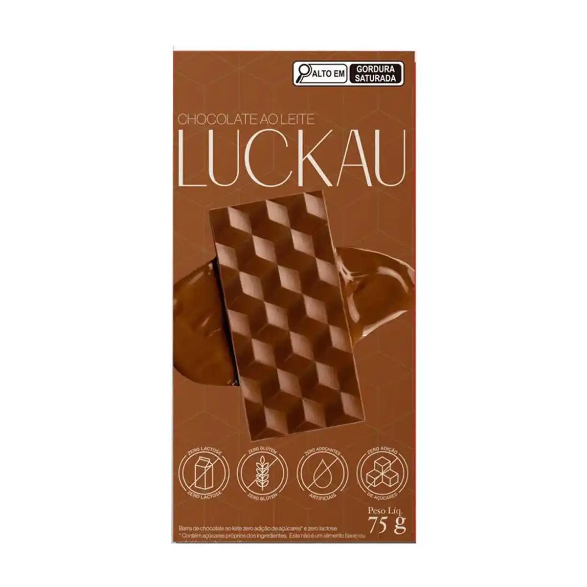 Chocolate ao Leite Zero Açúcar Luckau 75g