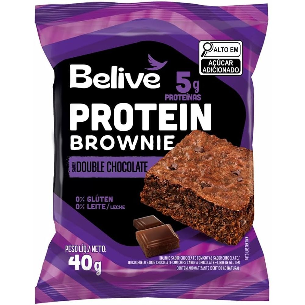Brownie Protein Double Chocolate Zero Açucar Belive 40g
