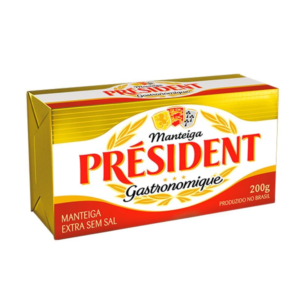 Manteiga Extra sem Sal Tablete Président 200g