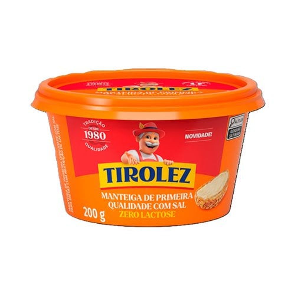 Manteiga Sem Lactose com Sal Tirolez 200g