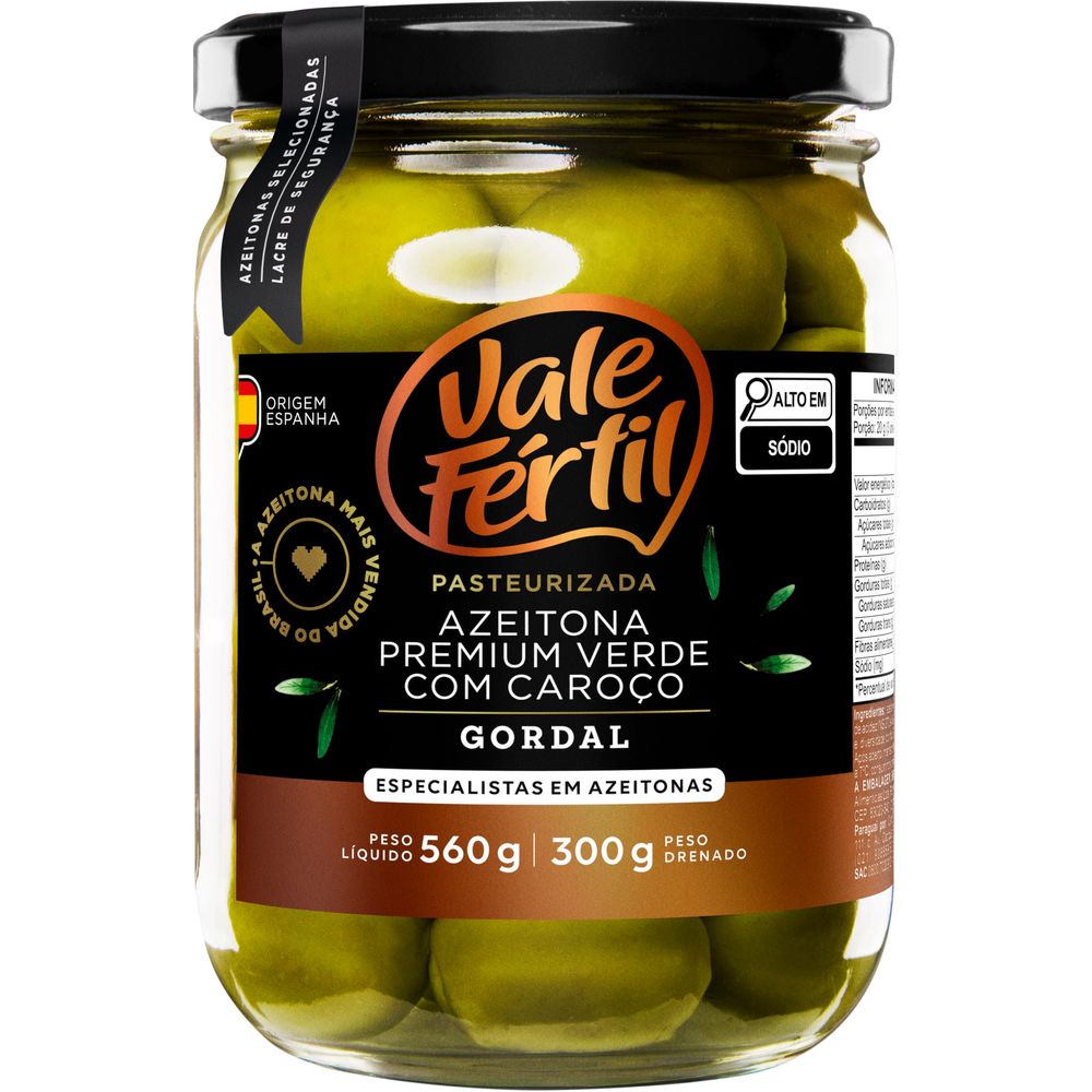 Azeitona Verde Premium Gordal Vale fértil 300g