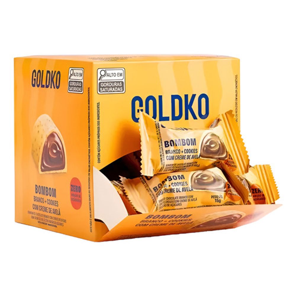 Bombom Zero Açúcar Branco E Creme De Avelã Goldko 15g