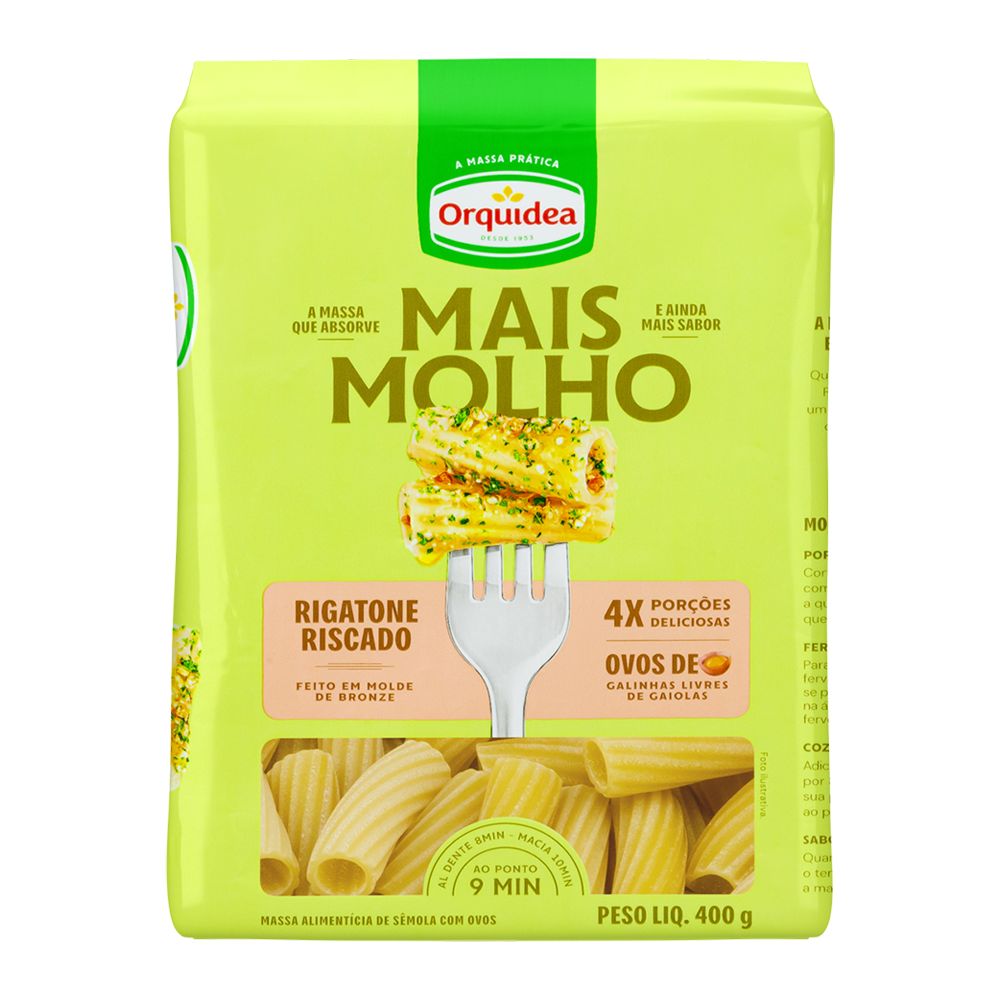 Macarrão Rigatoni Riscado com Ovo Orquídea 400g