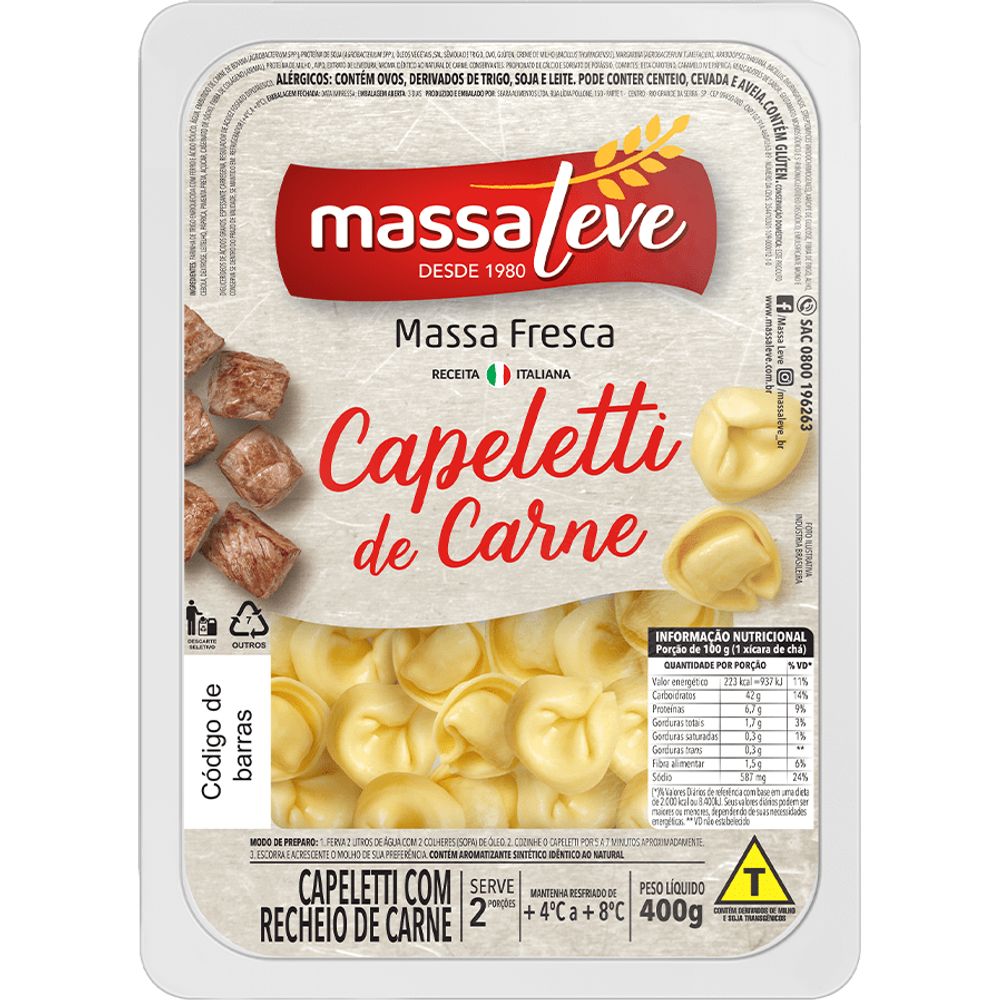 Macarrão Capeletti de Carne Massa Leve 400g