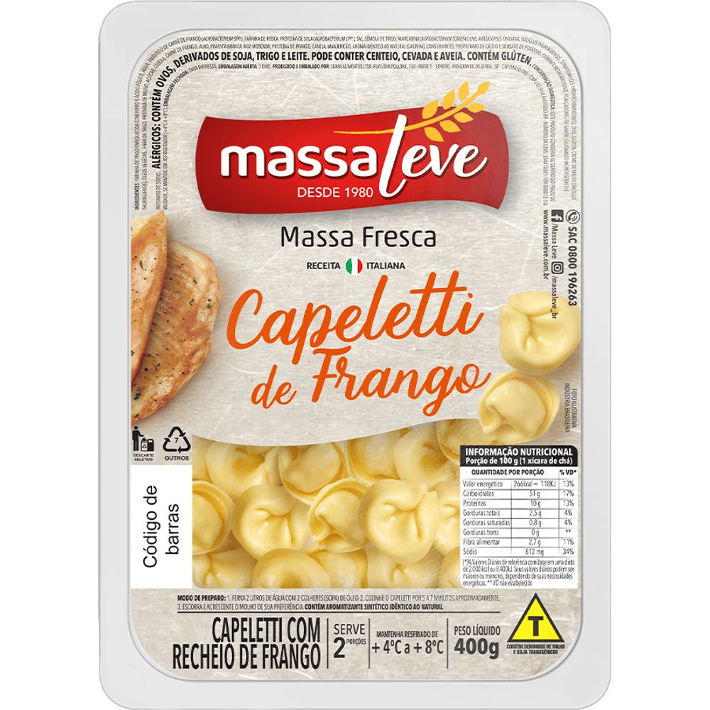 Macarrão Capeletti de Frango Massa Leve 400g