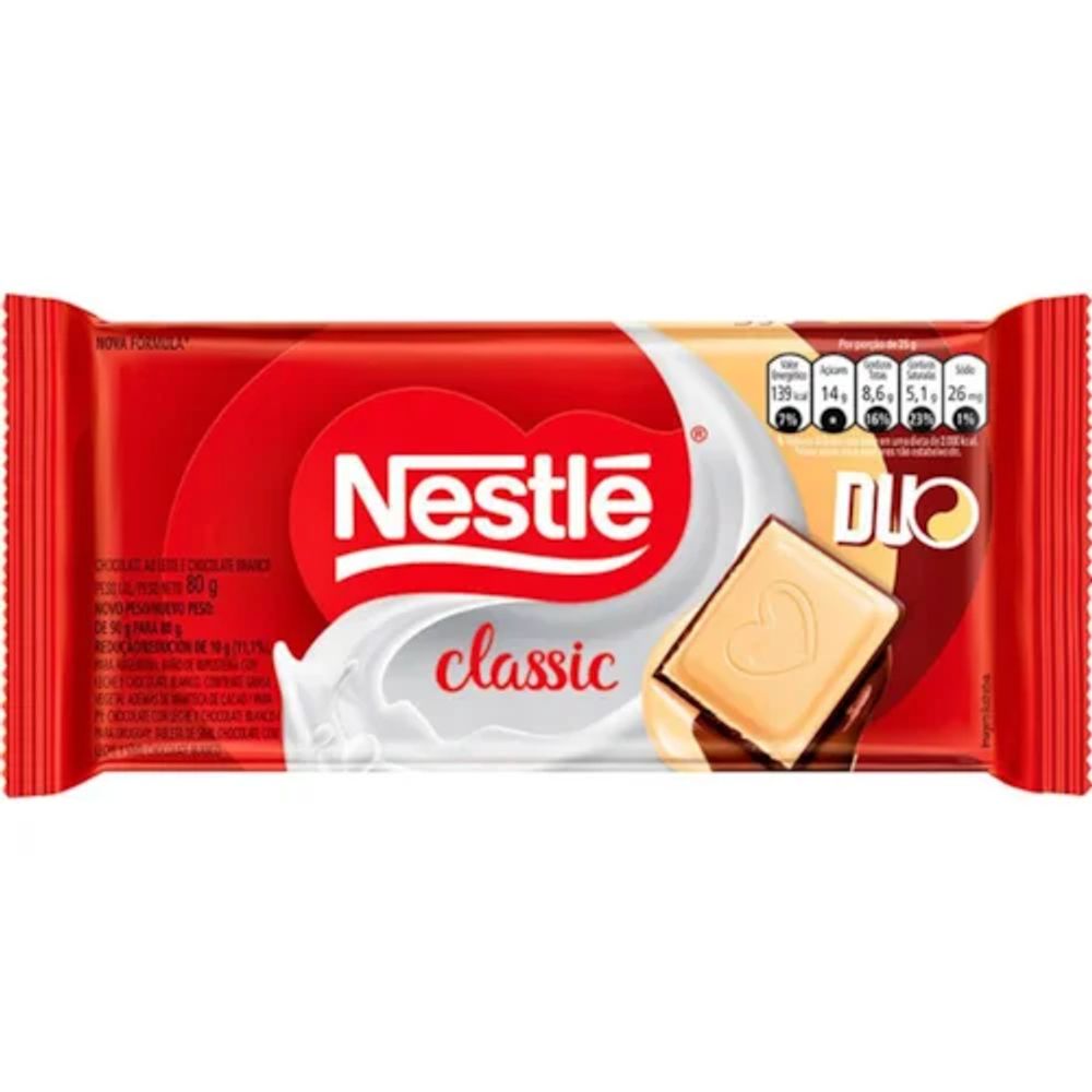 Chocolate ao Leite Classic Duo Nestlé 80g