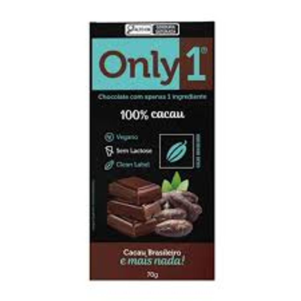 Chocolate 100% Cacau Sem Lactose Vegano Only1 70g