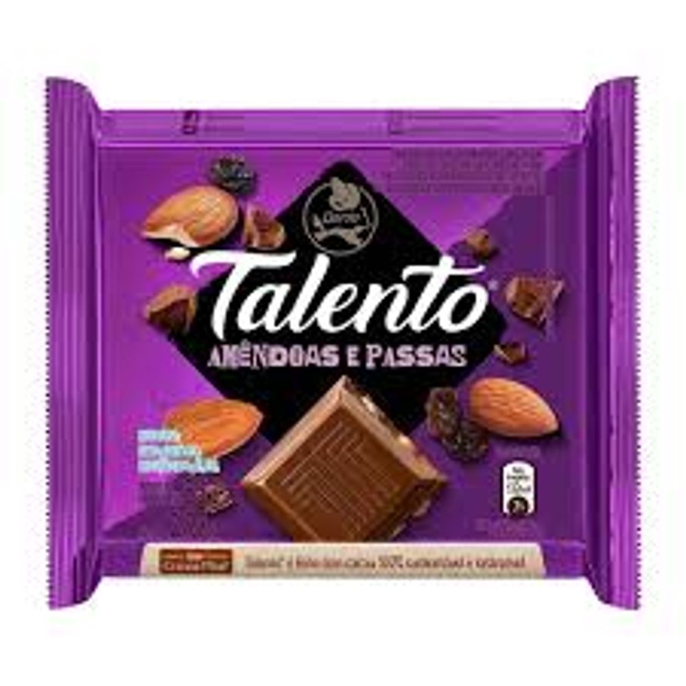 Chocolate com Amêndoas e Passas Talento Garoto 25g