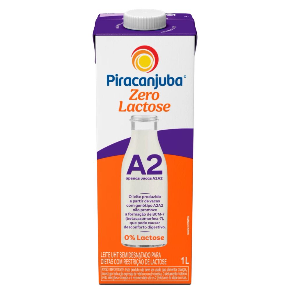Leite A2 Zero Lactose Semidesnatado Piracanjuba 1l