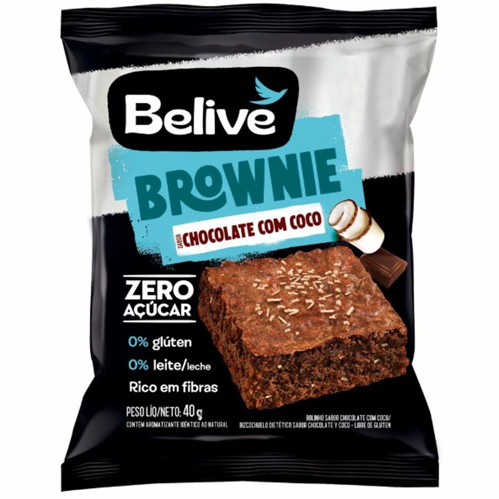 Brownie Chocolate com Coco Sem Glúten Belive 40g