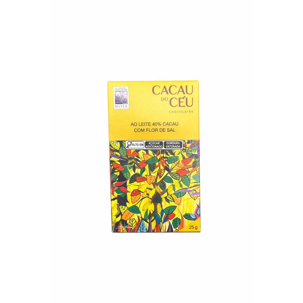 Chocolate ao Leite 40% Cacau com Flor de Sal Cacau do Céu 25g