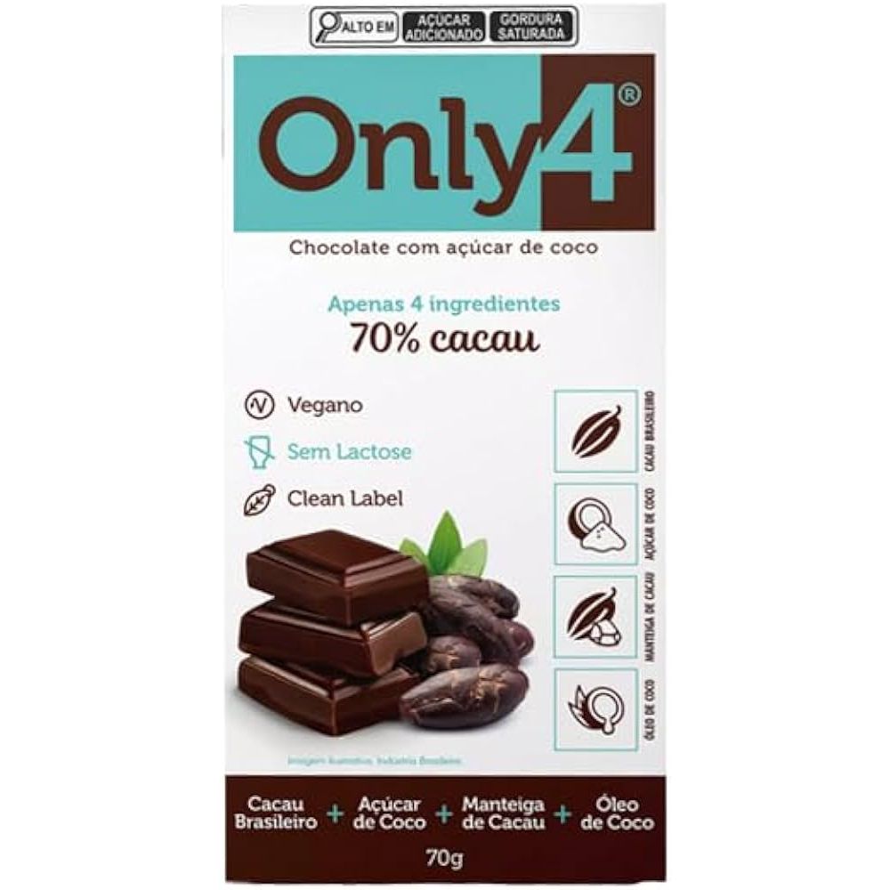 Chocolate 70% Cacau Sem Lactose Vegano Café Fruits Only4 70g