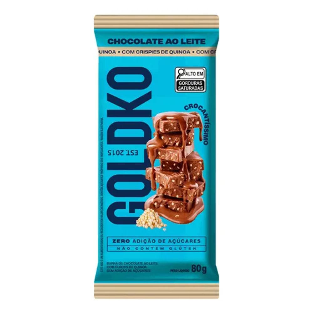 Barra de Chocolate Crispy de Quinoa Goldko 80g