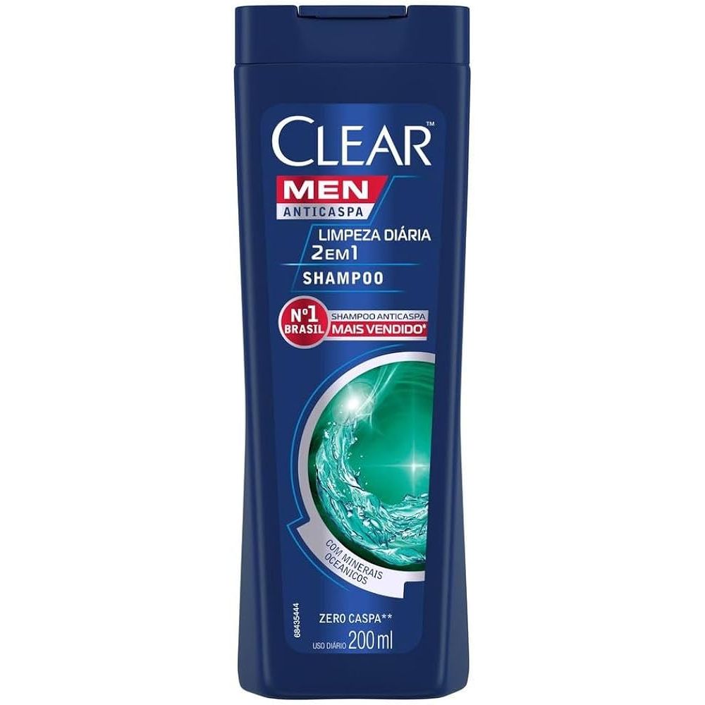 Shampoo Anticaspa Limpeza Diária 2 Em 1 Clear Men 200ml