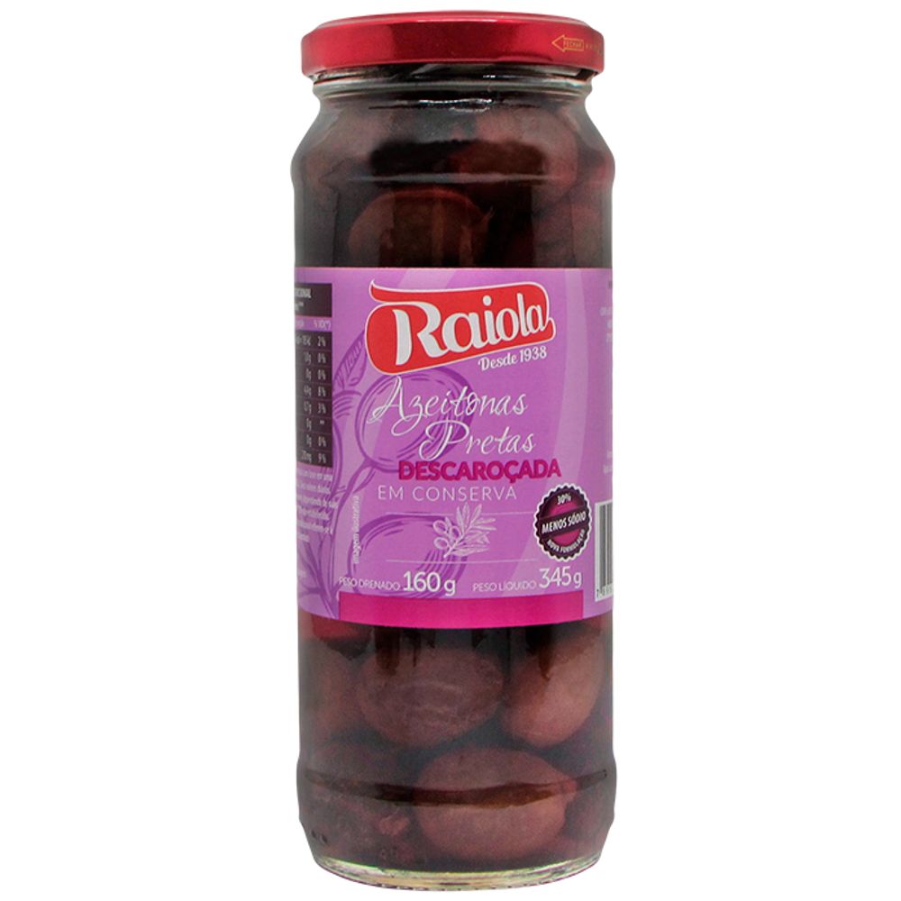 Azeitona Preta Descaroçada Raiola 160g