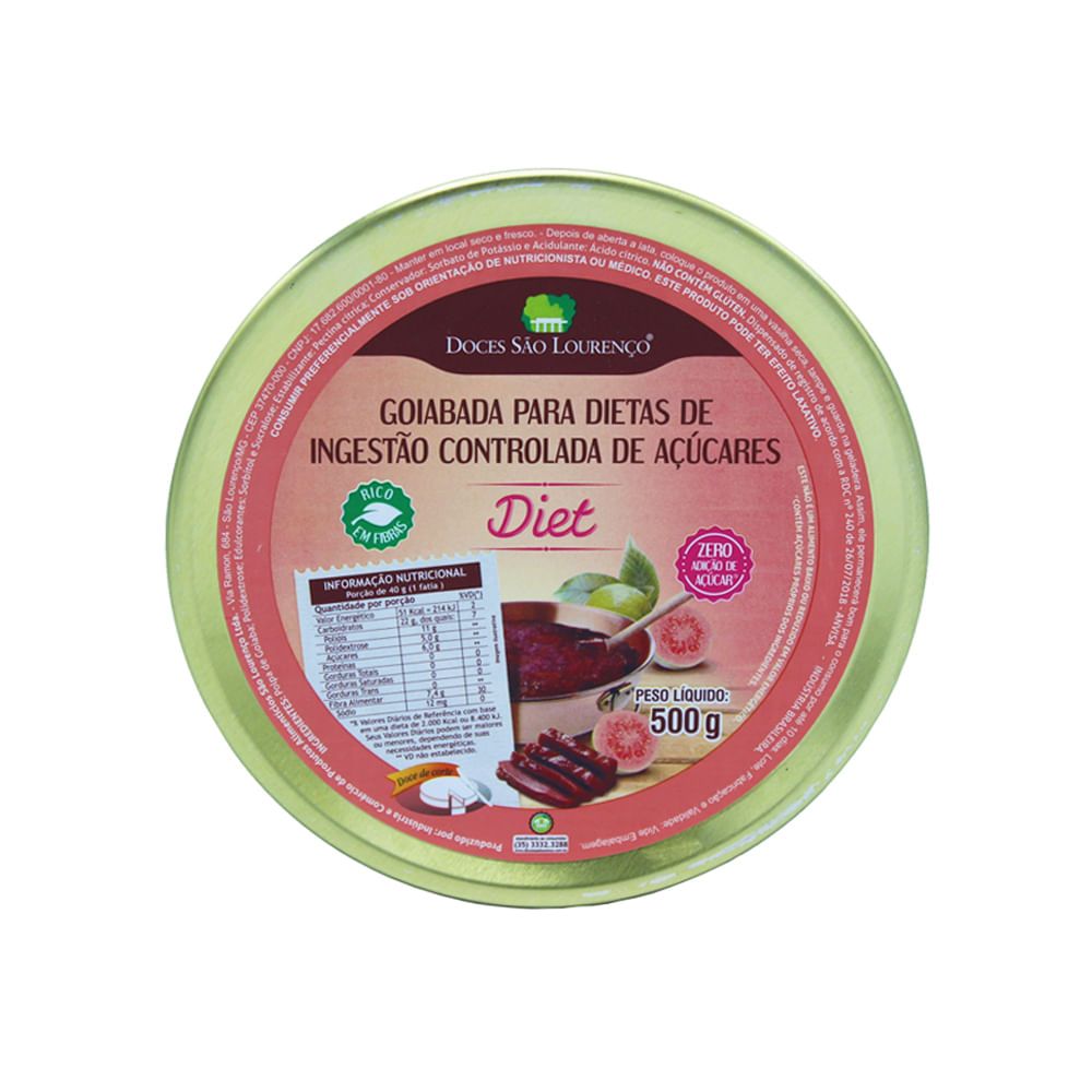 Goiabada Sem Açúcar São Lourenço 500g