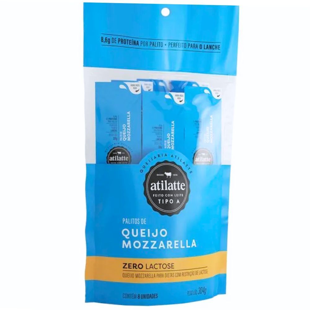 Queijo Mussarela  Palito Sem Lactose Atilatte 304g