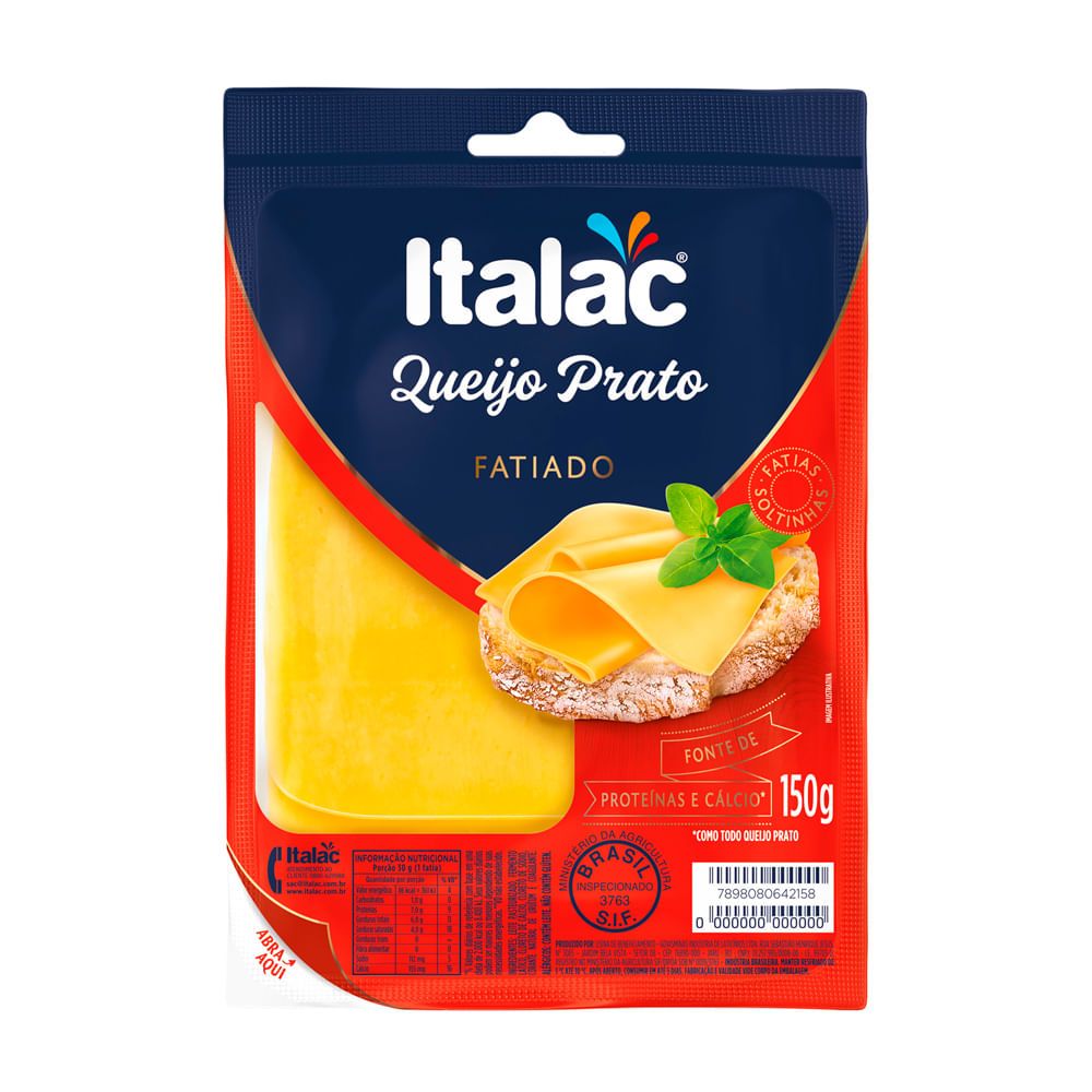 Queijo Prato Fatiado Italac 150g