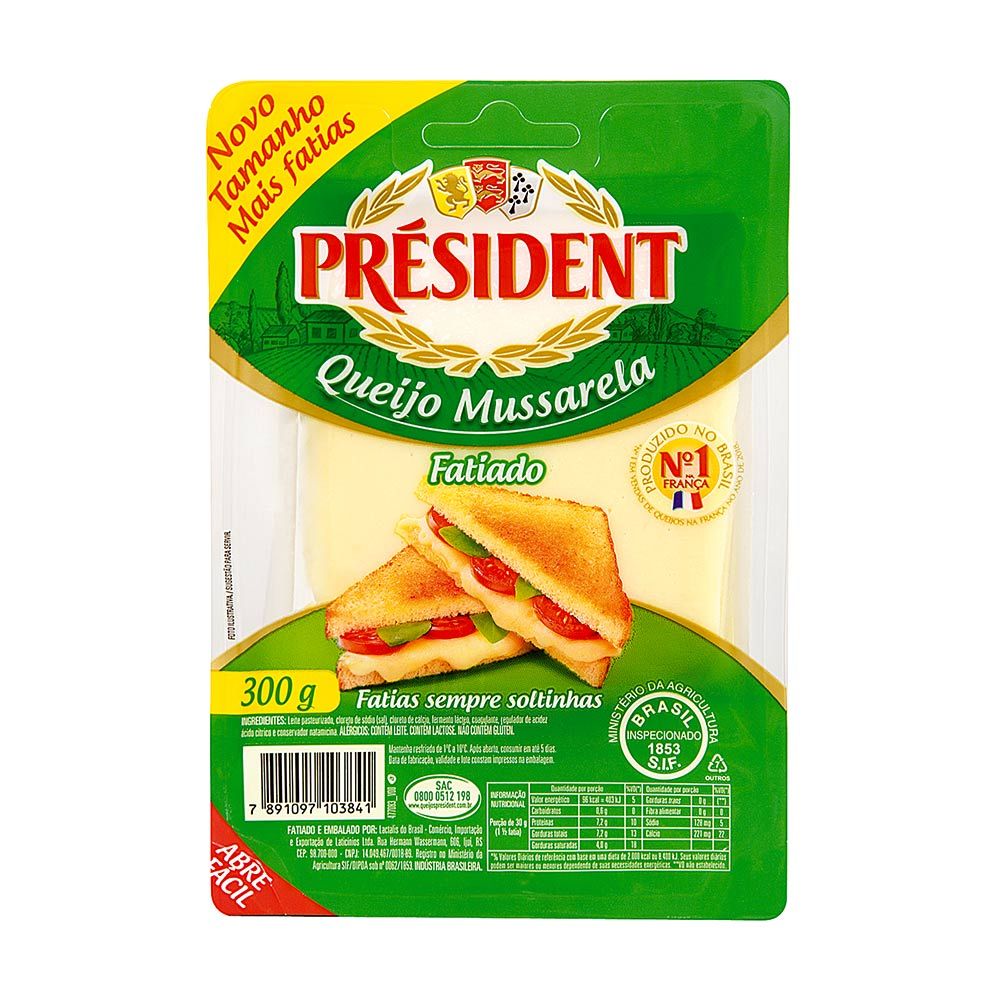 Queijo Mussarela Fatiado Président 300g