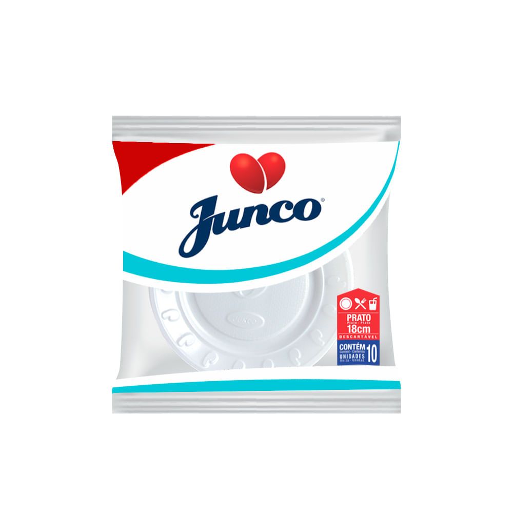 Prato de Plástico Branco 18cm Junco 10 unidades