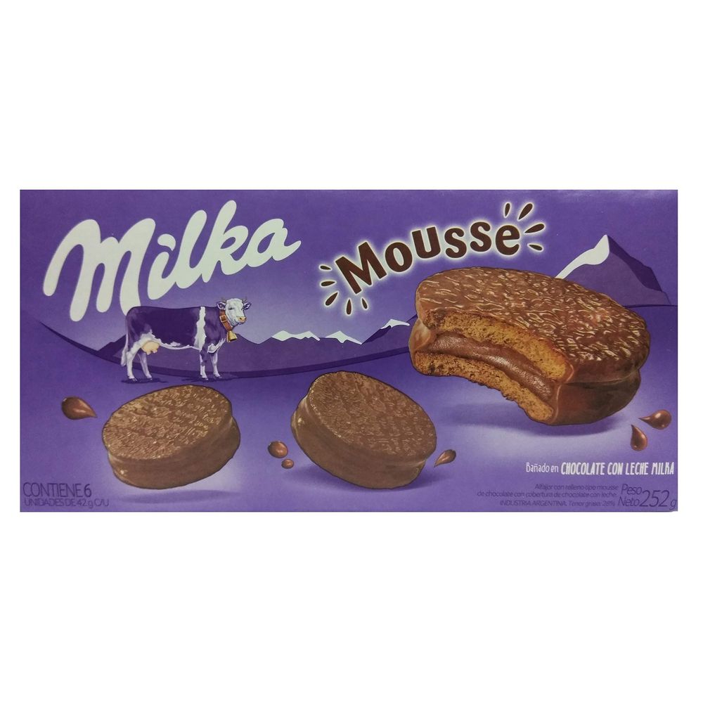Alfajor Mousse de Chocolate ao Leite Milka 252g