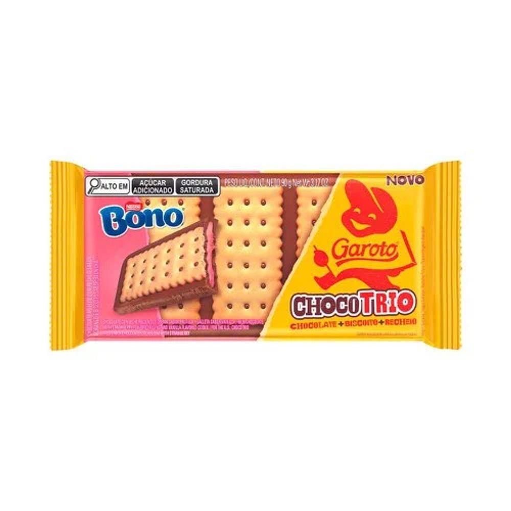 Biscoito ChocoTrio Bono Garoto 90g