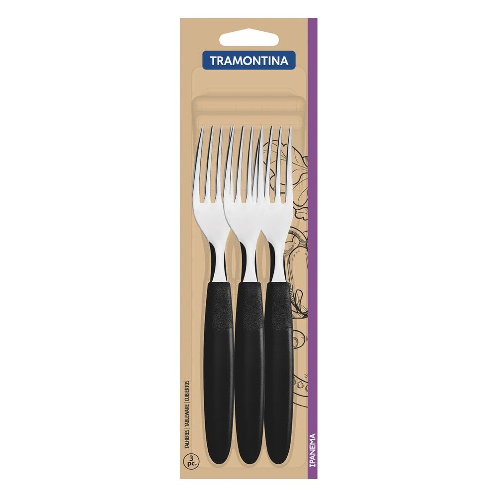 Conjunto de Garfos de Mesa Ipanema Preto Tramontina 3 unidades