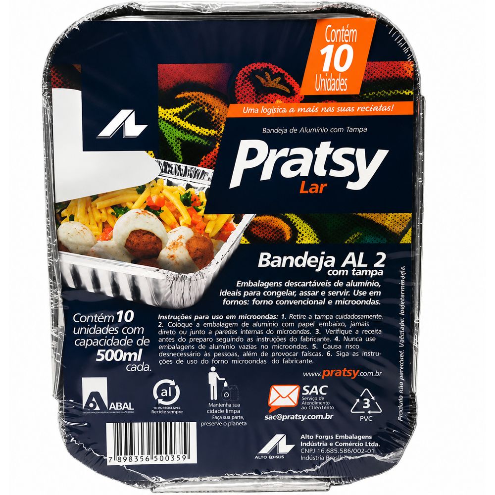 Embalagem Descartável de Alumínio  AL2 Pratsy 500ml