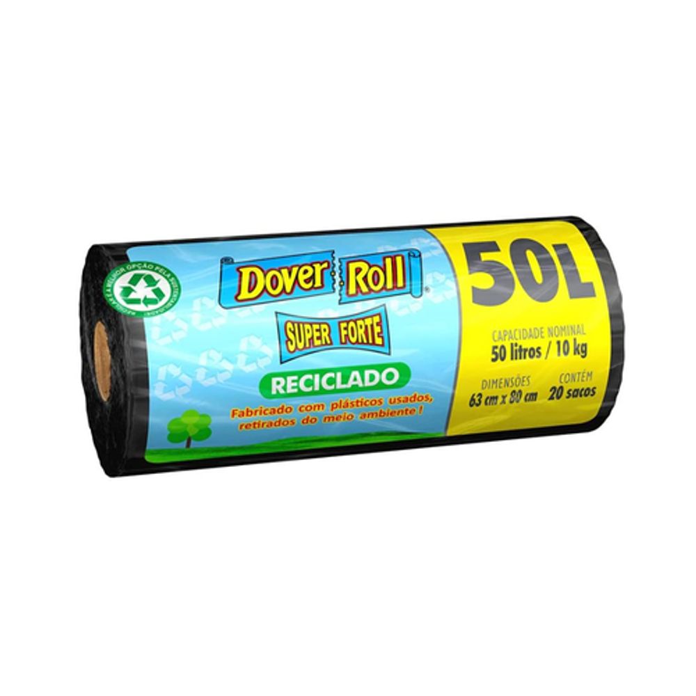 Saco de Lixo Super Forte 50 litros Dover Roll 20 unidades