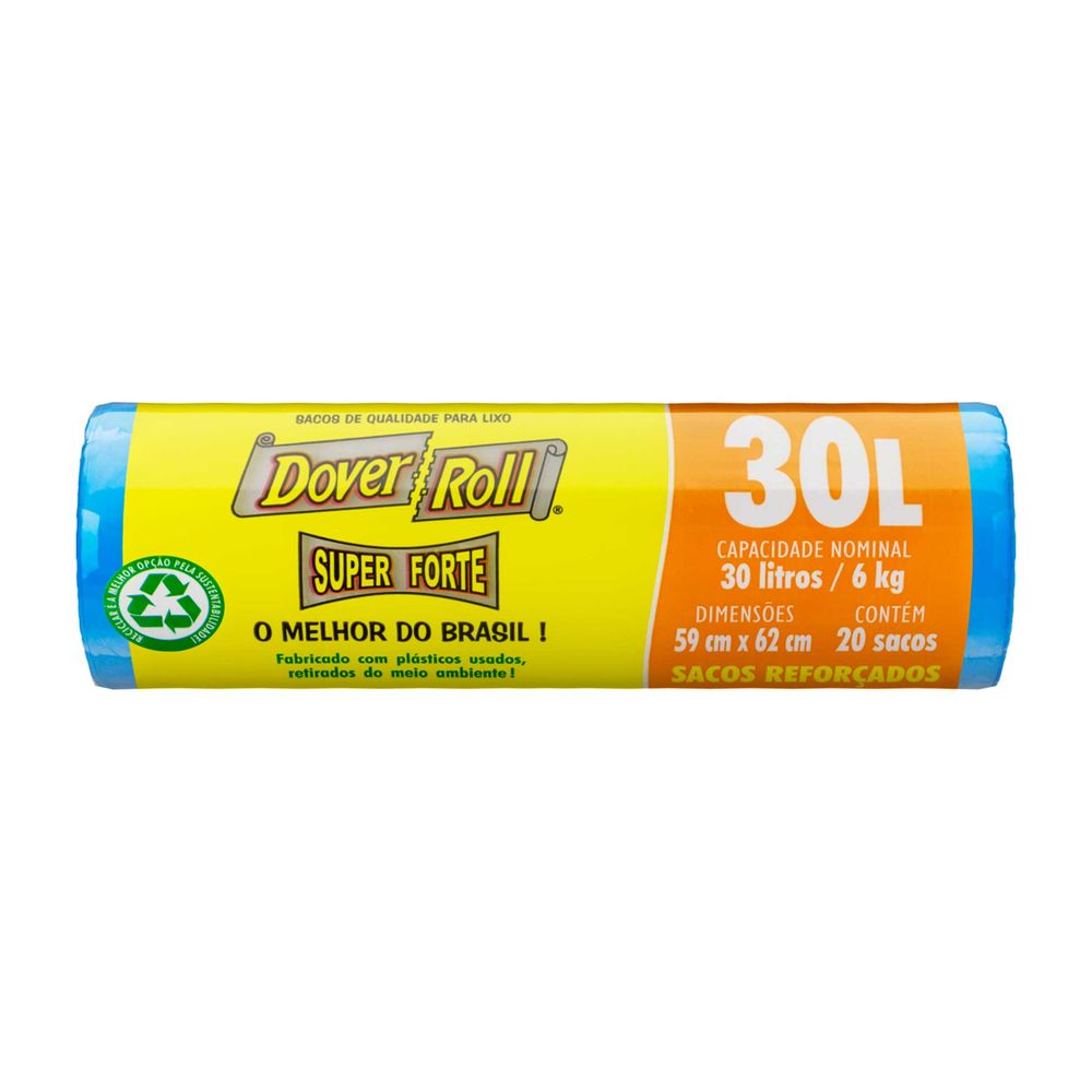 Saco de Lixo Super Forte 30 litros Dover Roll 20 unidades