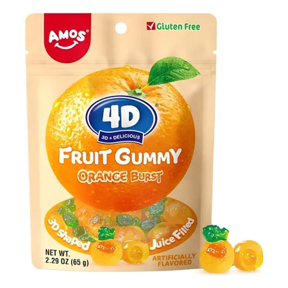 Bala Fruit Gummy Orange Amos 4D 65g