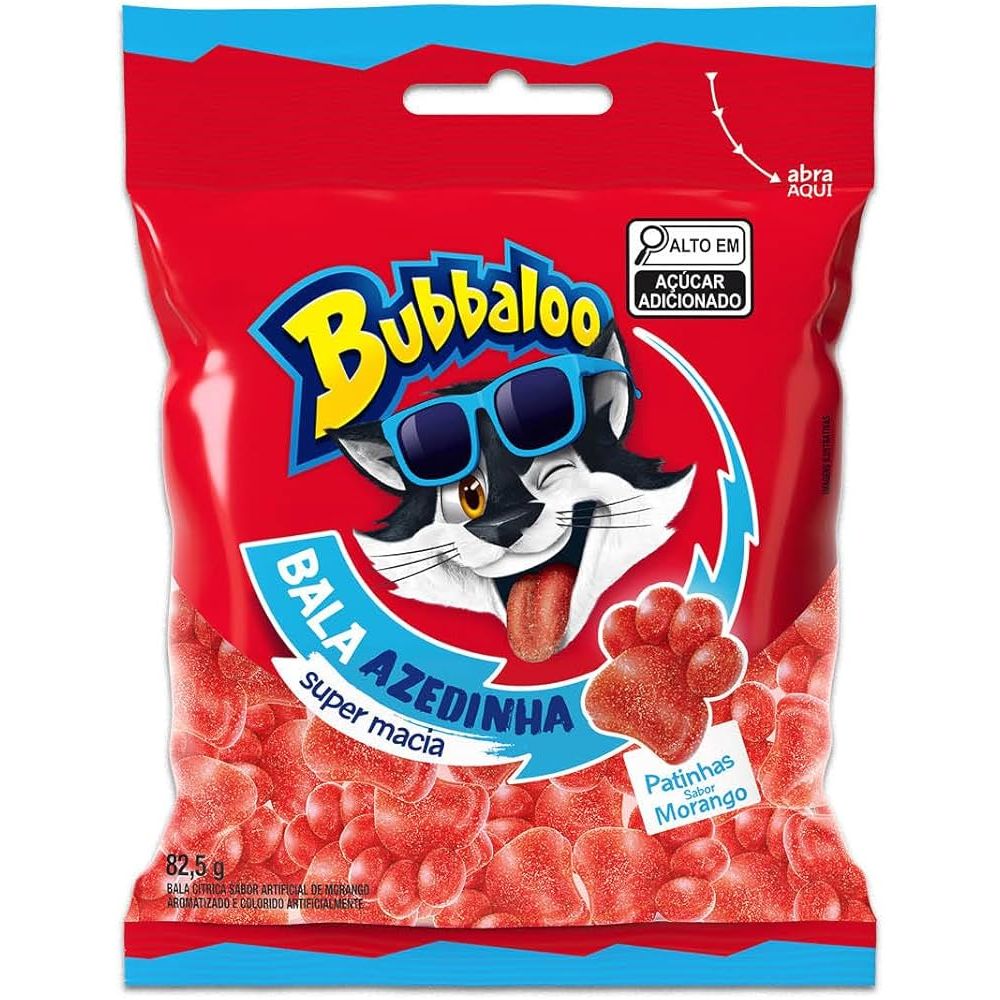 Bala Morango Cítrico Bubbaloo 82,5g