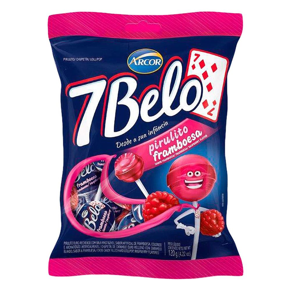 Pirulito de Framboesa 7belo 120g