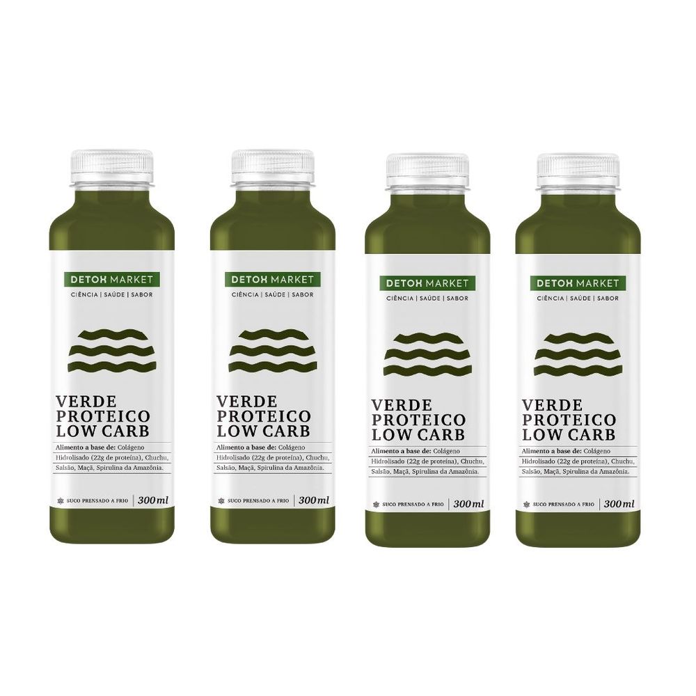 Kit 4 Suco Verde Proteico Low Carb Detox Market 1220ml