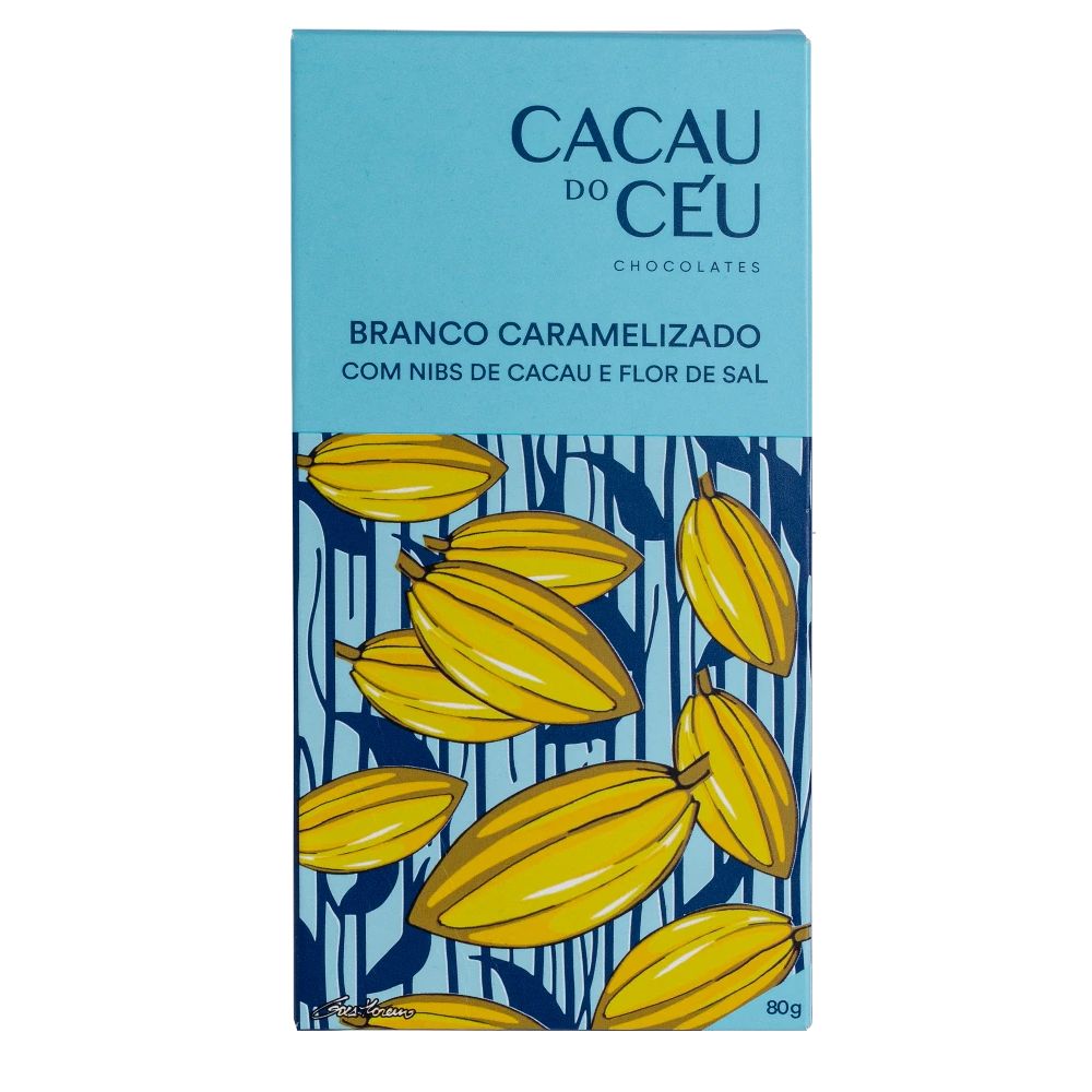 Chocolate Branco Caramelizado com Nibs de Cacau e Flor de Sal Cacau do Céu 80g