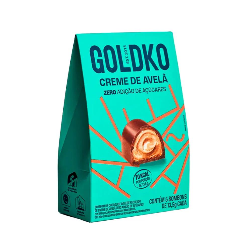 Bombom ao Leite Recheio Creme de Avelã Goldko 67,5g