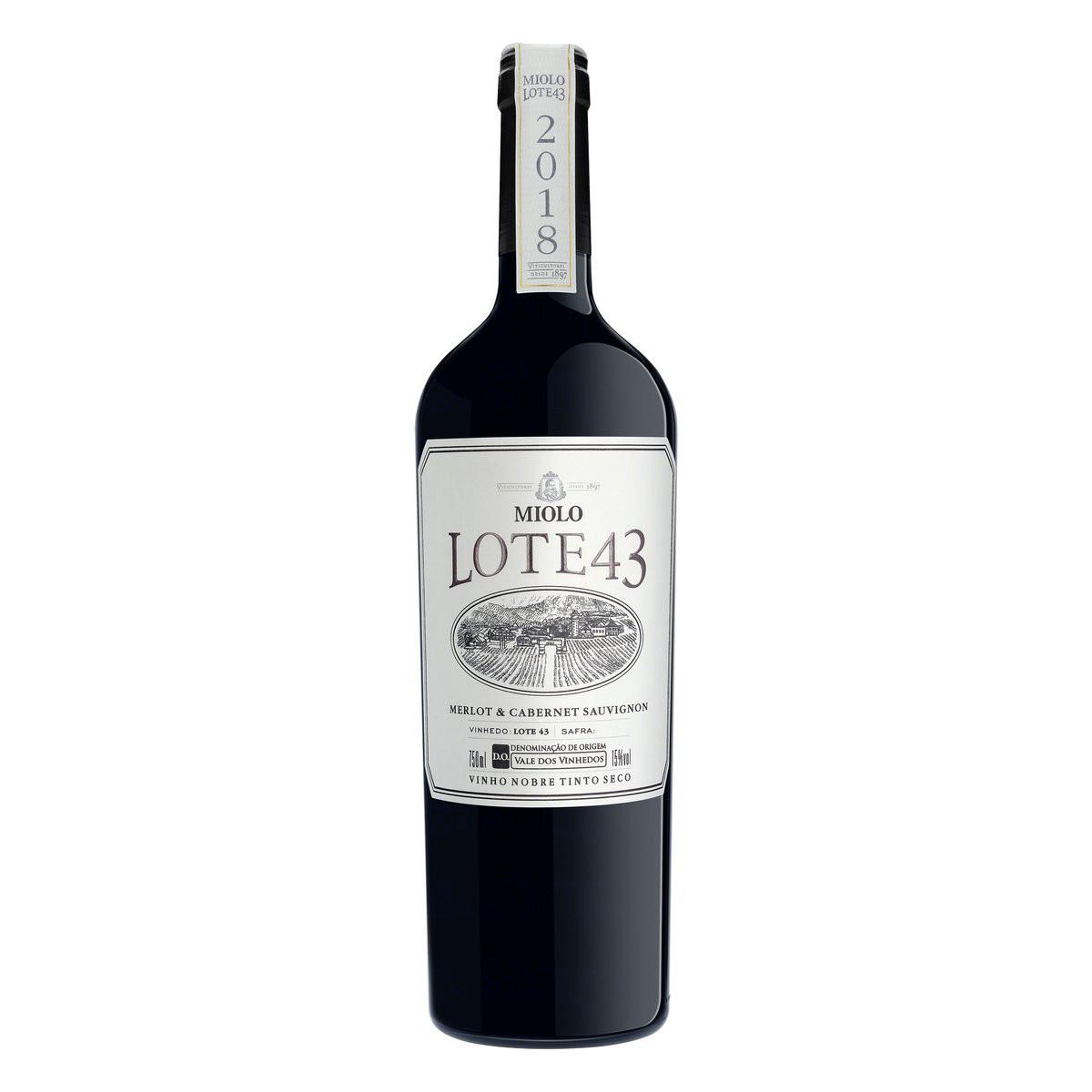 Vinho Tinto Merlot e Cabernet Sauvignon Lote 43 Miolo 750ml