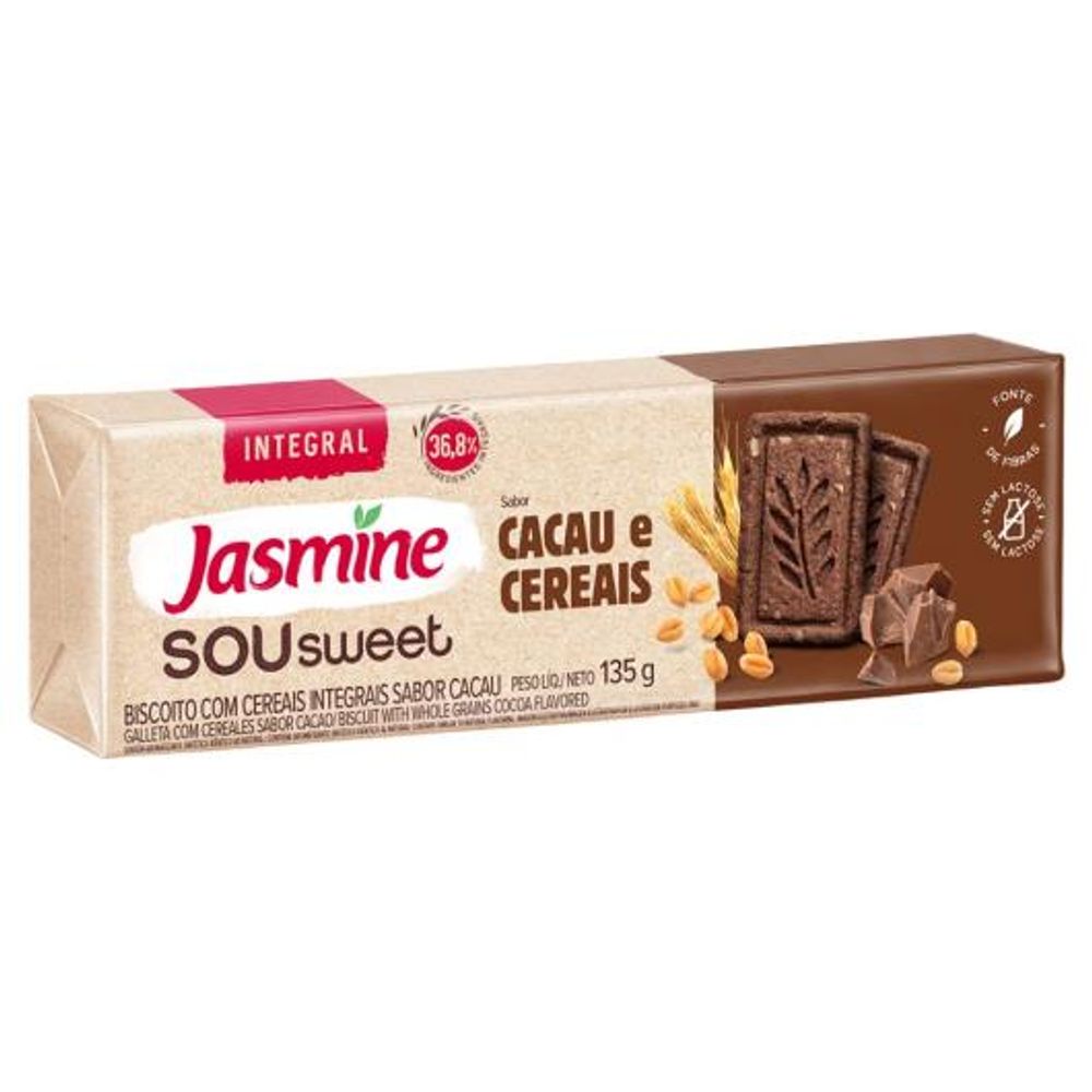 Biscoito Vegano Integral Cacau e Cerejas Sou Sweet Jasmine 135g