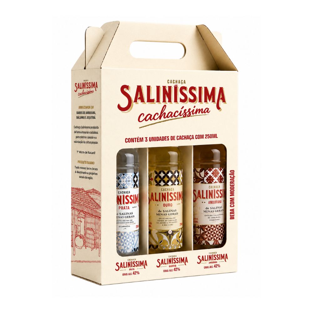 Kit Cachaça 3 unidades Salinissima 250ml